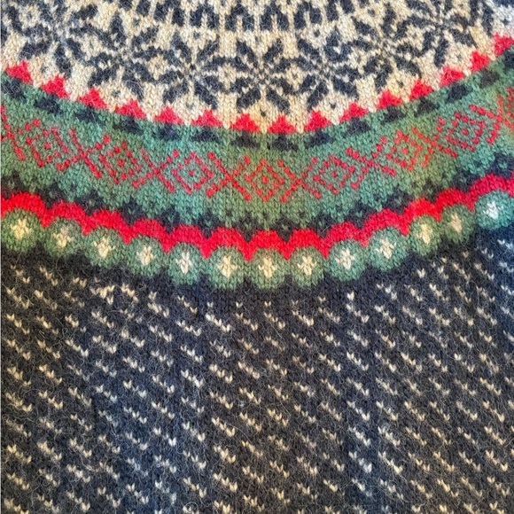 J. Crew Blue and Red Patterned Crewneck Sweater - Picture 2 of 6